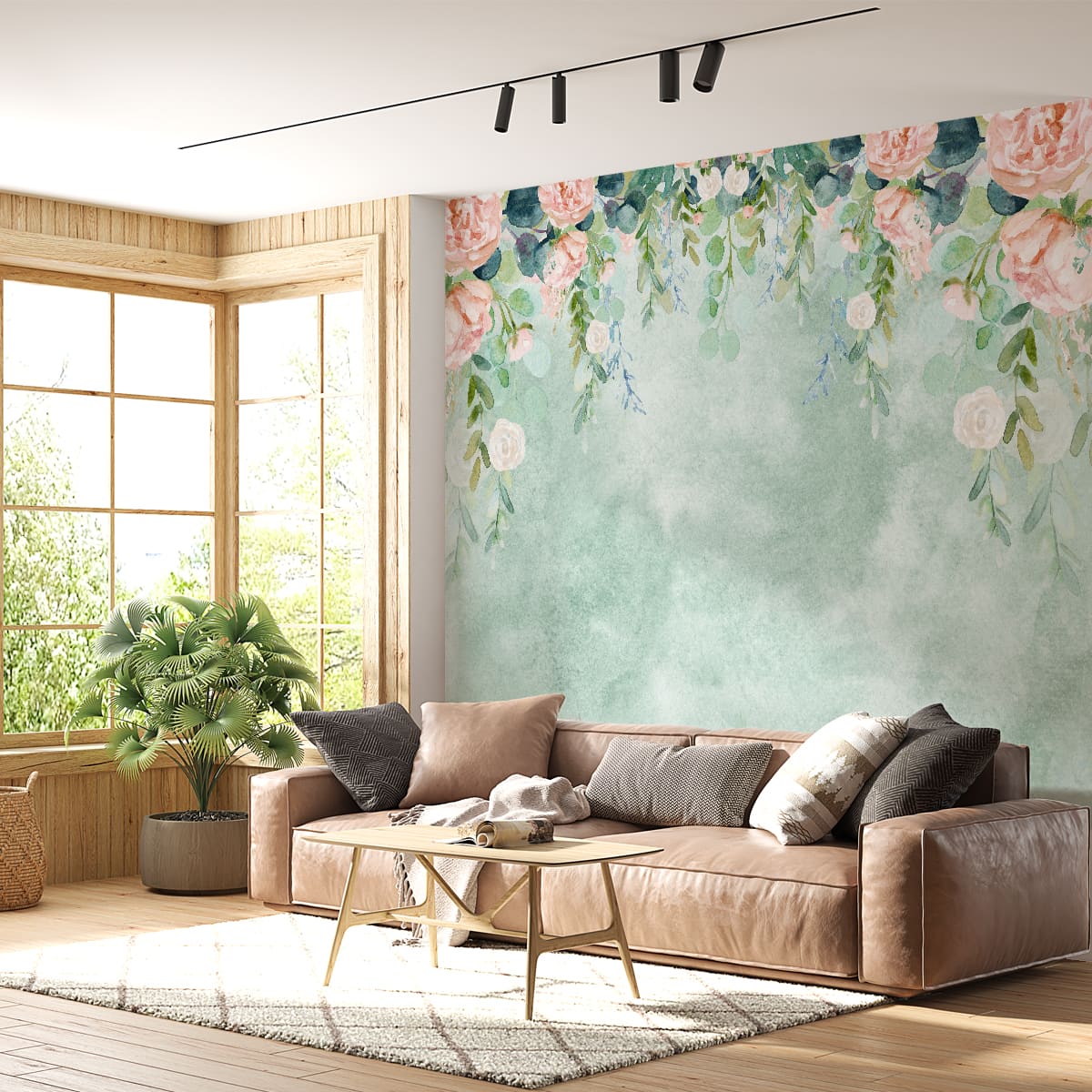 Water Color Look Hanging Floral Wallpaper for Bedrooms