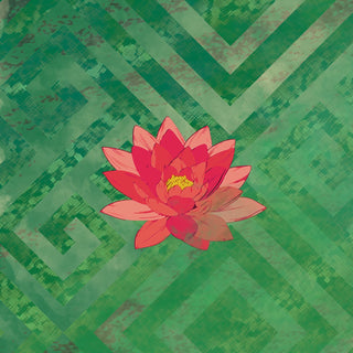 Green & Red Lotus Wallpaper for Bedrooms and Living Rooms