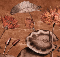 Big Lotuses in Vintage Theme Wallpaper,  Customised