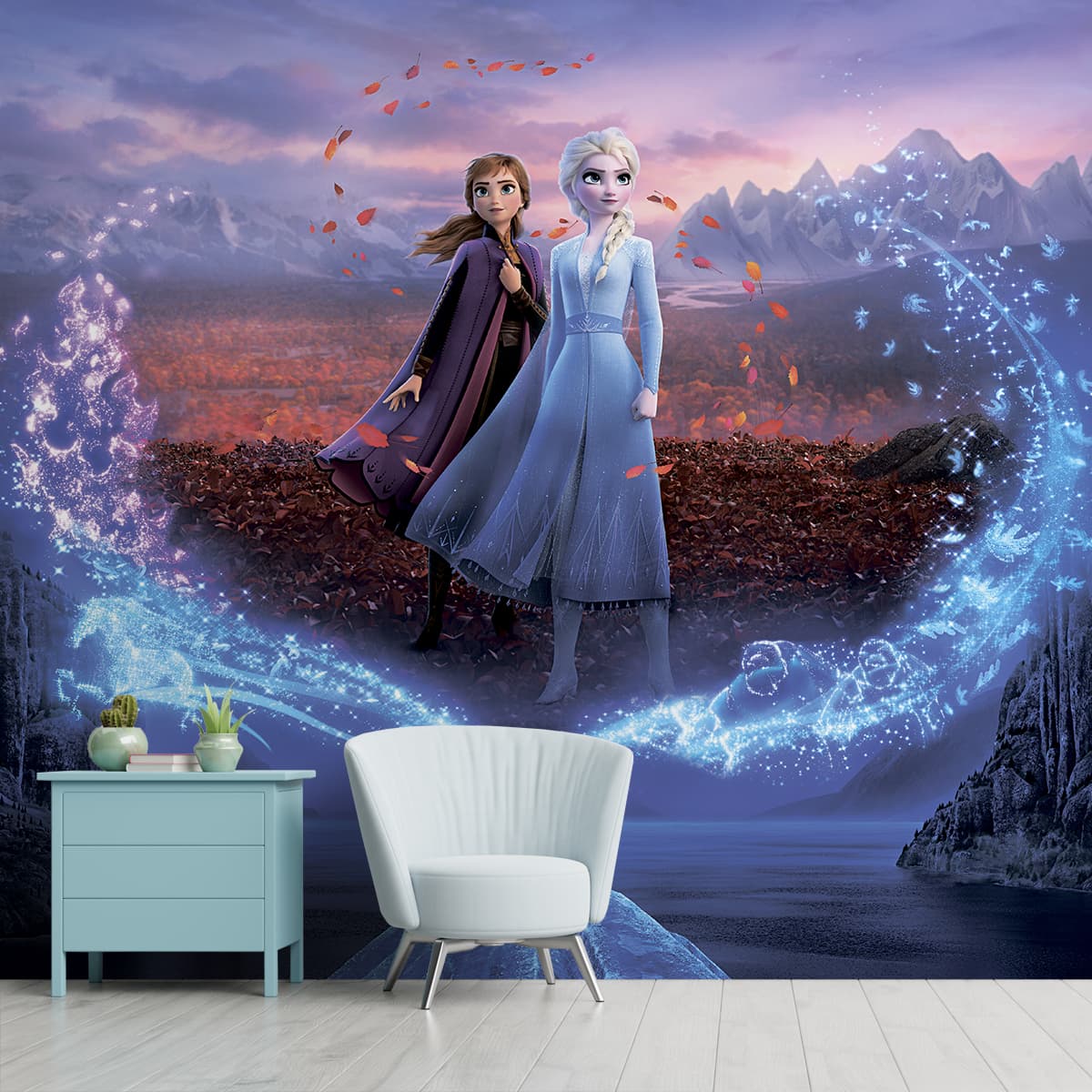 Anna and Elsa Frozen Wall Mural for Kids Room