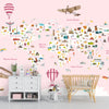 Pink Girls Room World Map Wallpaper