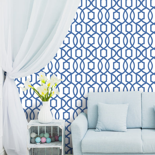 Elegant Blue Geometric Design Wallpaper, Customised for Homes