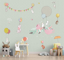 Beautiful Flying Animals Kids Room Wallpaper