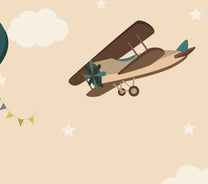 Personalised Gliders, Planes, and Hot Air Balloon Wallpaper for Kids Room, Customised