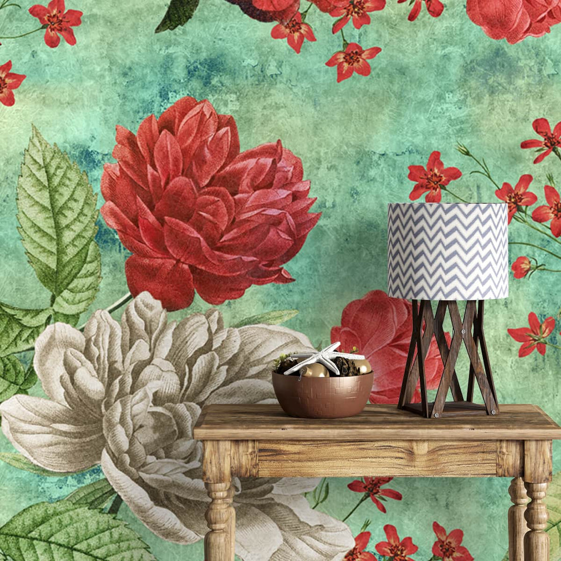 Indian Hand Painted Look Floral Design Wallpaper lifencolors Life n