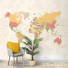 Grand papier peint de carte du monde, nuances pastel, personnalisé