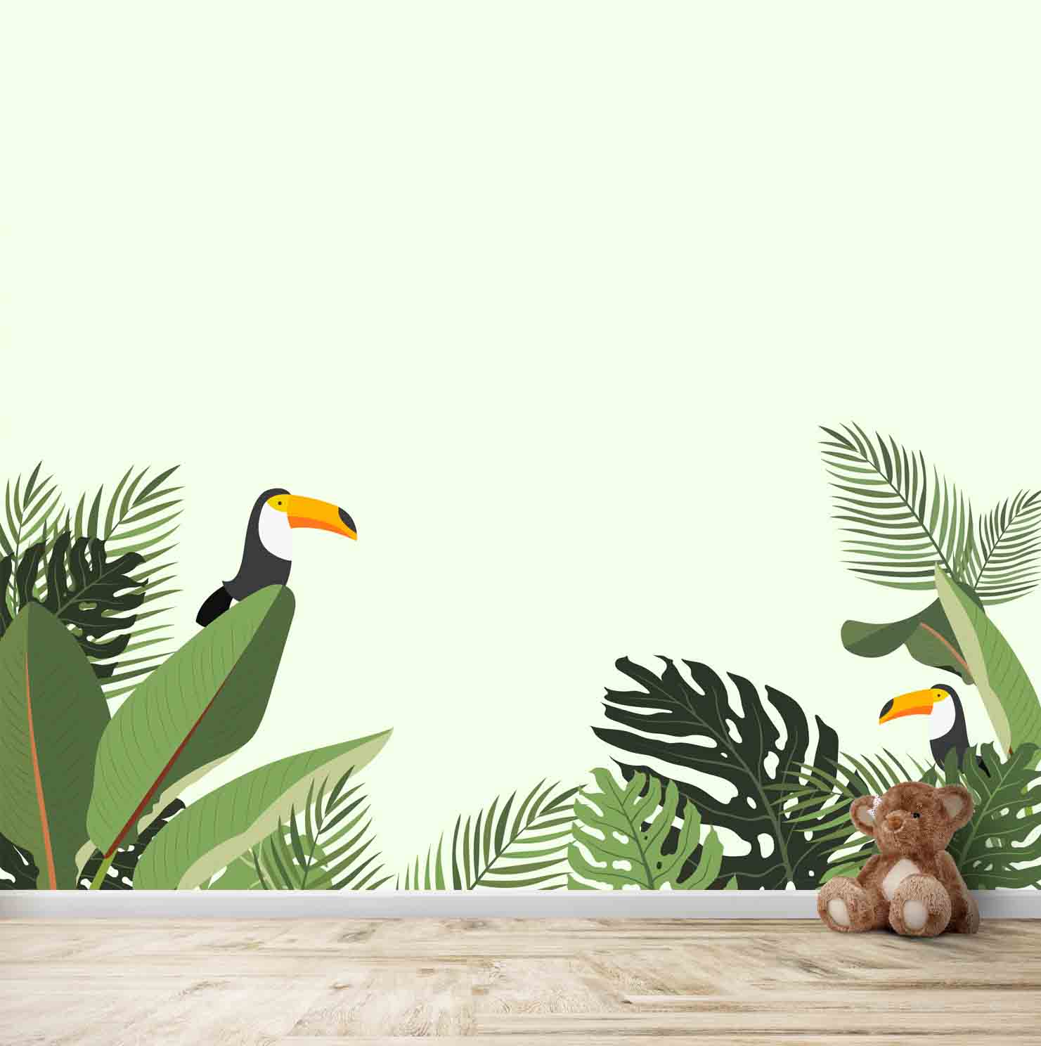 Tropical Leaves and Birds Themes Wallpaper for Walls