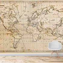 Vintage Look World Map for Walls, Rooms & Offices World Map, Customised