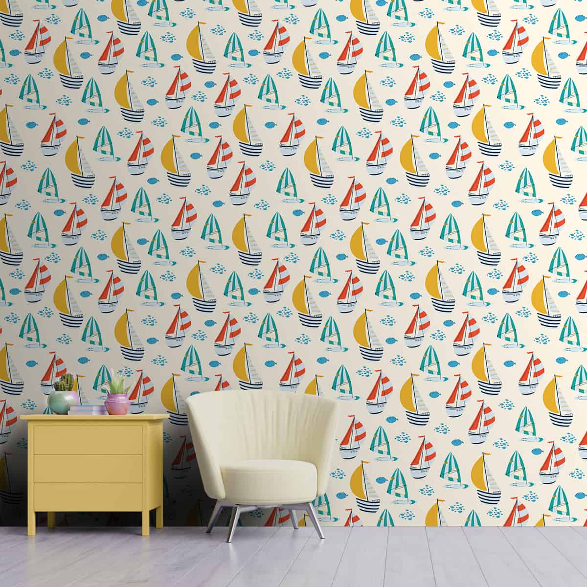 Nautical Wallpaper with Colorful Sailing Boats, Repeat Pattern – Life n ...