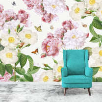 Pastel Shades Floral Wallpaper, Non Repeat