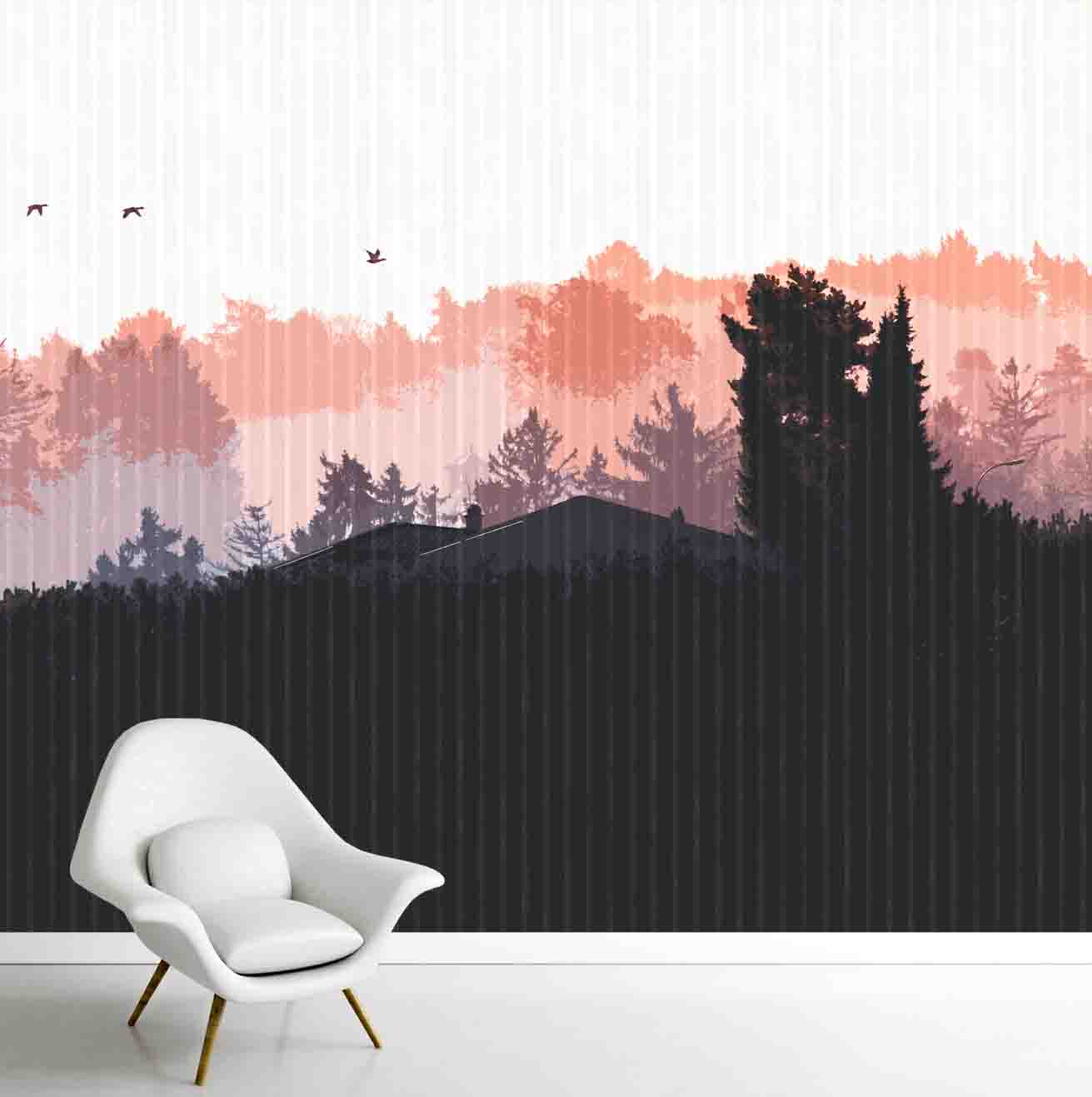 Silhouette Art Based Wall Mural, Customised