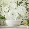 Weiße und grüne Vintage-Blumentapete, individuell gestaltet