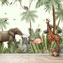 Jungle Theme Animals Wallpaper for Kids Room Walls, Customised