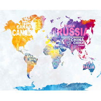 Abstract Colourful World Map for Walls, Vibrant Colors, Customised