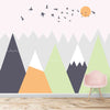 Mountains Theme For Kids Room, Yellow Green, Solid Design