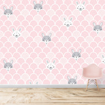 Cute Pastel Bunny Design Wallpaper for Kids Room