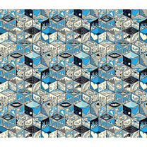 Abstract Cubical Pattern Art Form Wallpaper, Blue
