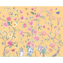 Oriental Yellow Chinoiserie Wallpaper for Walls