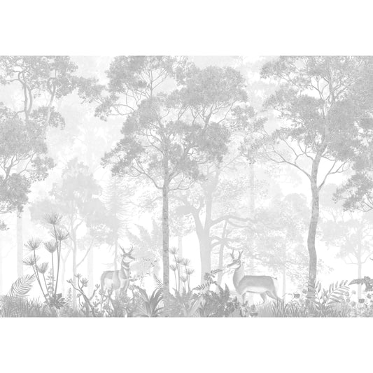 Vintage Forest Theme Wallpaper, Grisaille Style