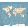 Papier peint carte du monde vintage pour murs, cartes du monde pour chambres, bleu et beige