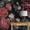 Big Red Flowers on Black and Grey Background Wallpaper, Customised