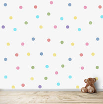 Colourful Water Coloured Polka Dots for Kids Room