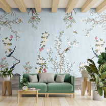 Beautiful Blue Chinoiserie Room Wallpaper, Customised