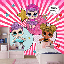 Cute Dolls Wallpaper Design For Girl Room, Customised