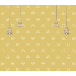 Divine Glow: Beautiful Yellow Pichwai Wallpaper for Pooja Room, Customised