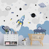Blue and Grey Space Theme Children Wallpaper, Customized