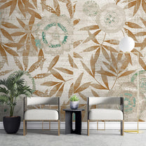 Abstract Wallpaper Pattern Using Orange Leaves