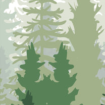 Green Peaceful Forest, Silhouette Design Wallpaper
