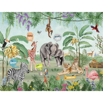 Jungle Theme Wallpaper with Cute Animals and Quotes, Customised