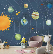 Solar System Space Wallpaper for Children Room Decor