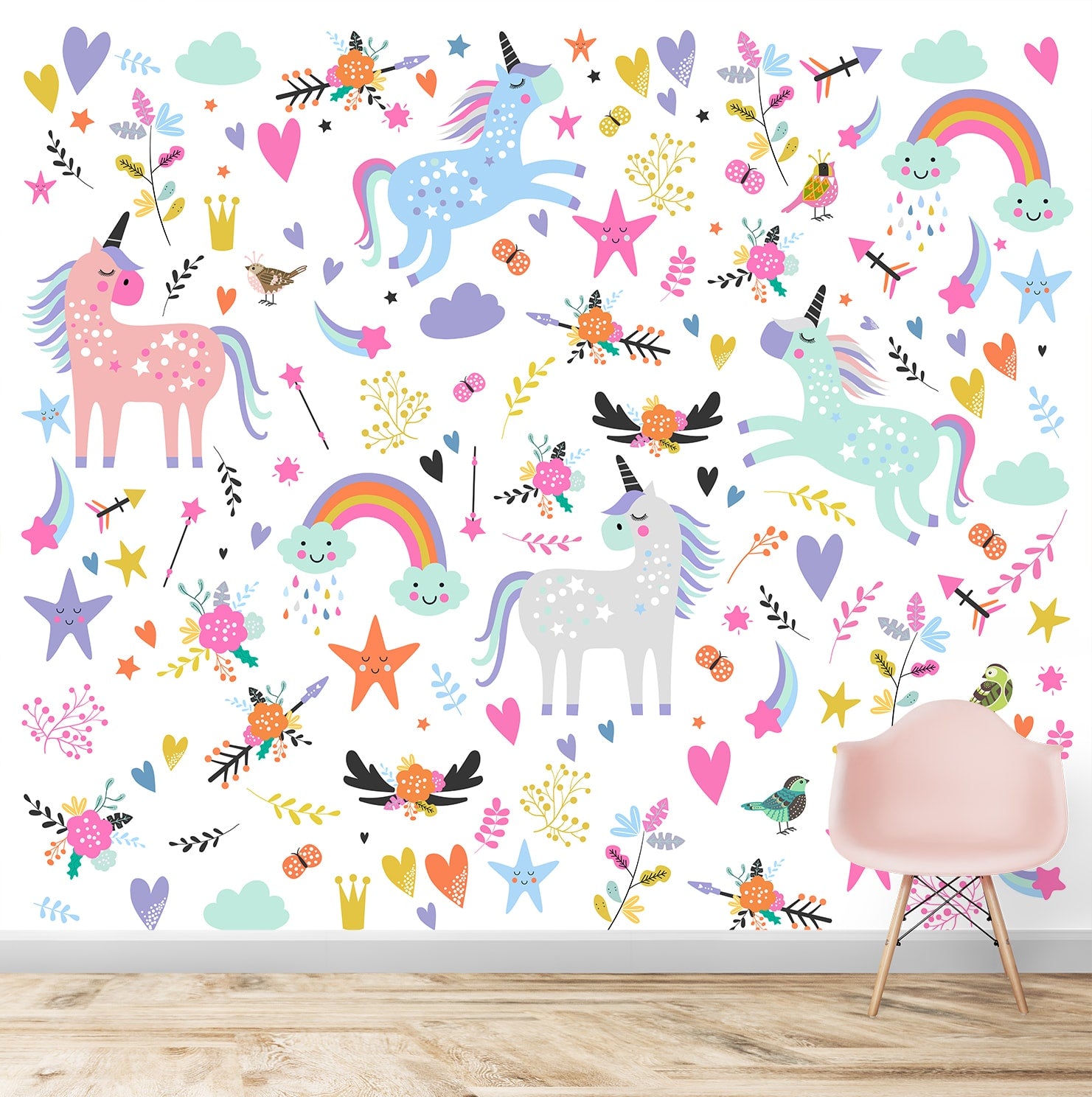 Colour-in Unicorn Wall Sticker Pack