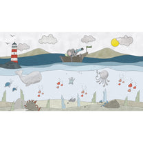 Aquatic Animals Kids Room Wallpaper, Ocean Theme Wallpapers for Kids, Customised