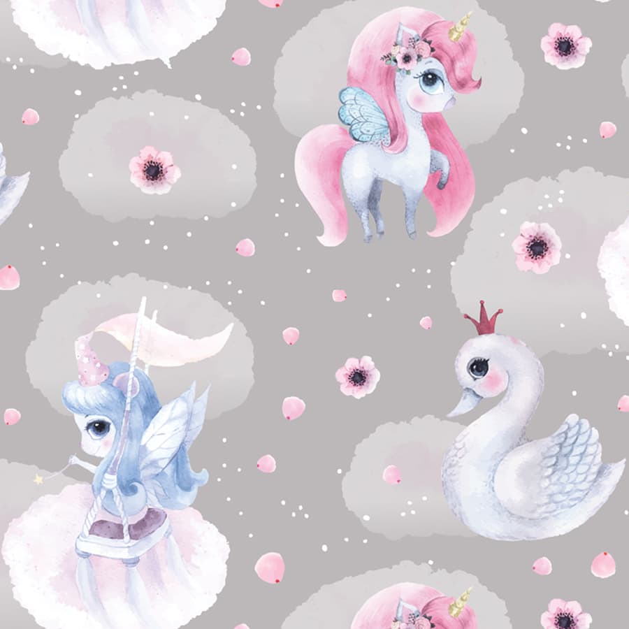 Cute Unicorns Wallpaper for Girls Room, Repeat Pattern
