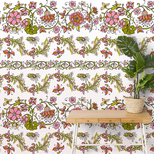 Pink Floral Repeat Pattern for Designs for Walls, Customised