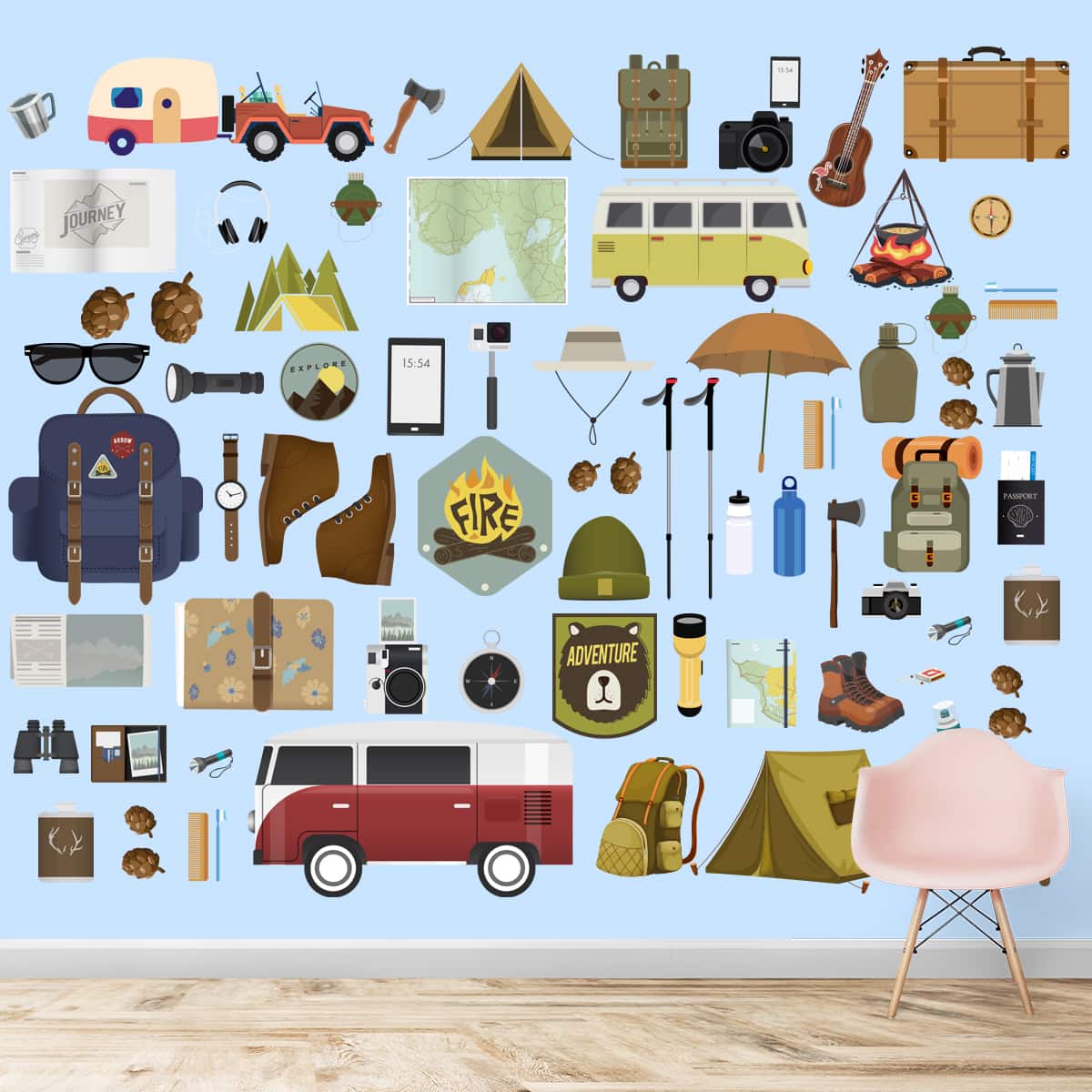 Travel Theme Kids Room Wallpaper Design, Customised