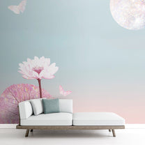 White Lotus And Rose Gold Leaves, Wallpaper, Customised