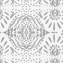 Grey and White Ikat Wallpaper, Ethnic Indian Wall Decor
