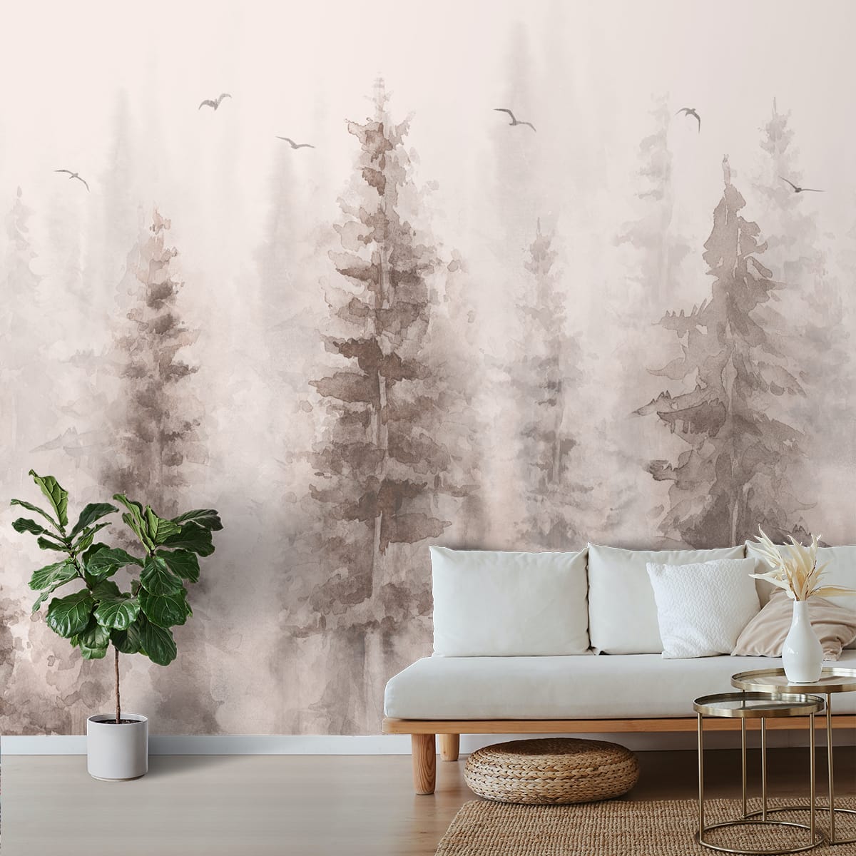 Hazy Forest Background Wallpaper for Walls