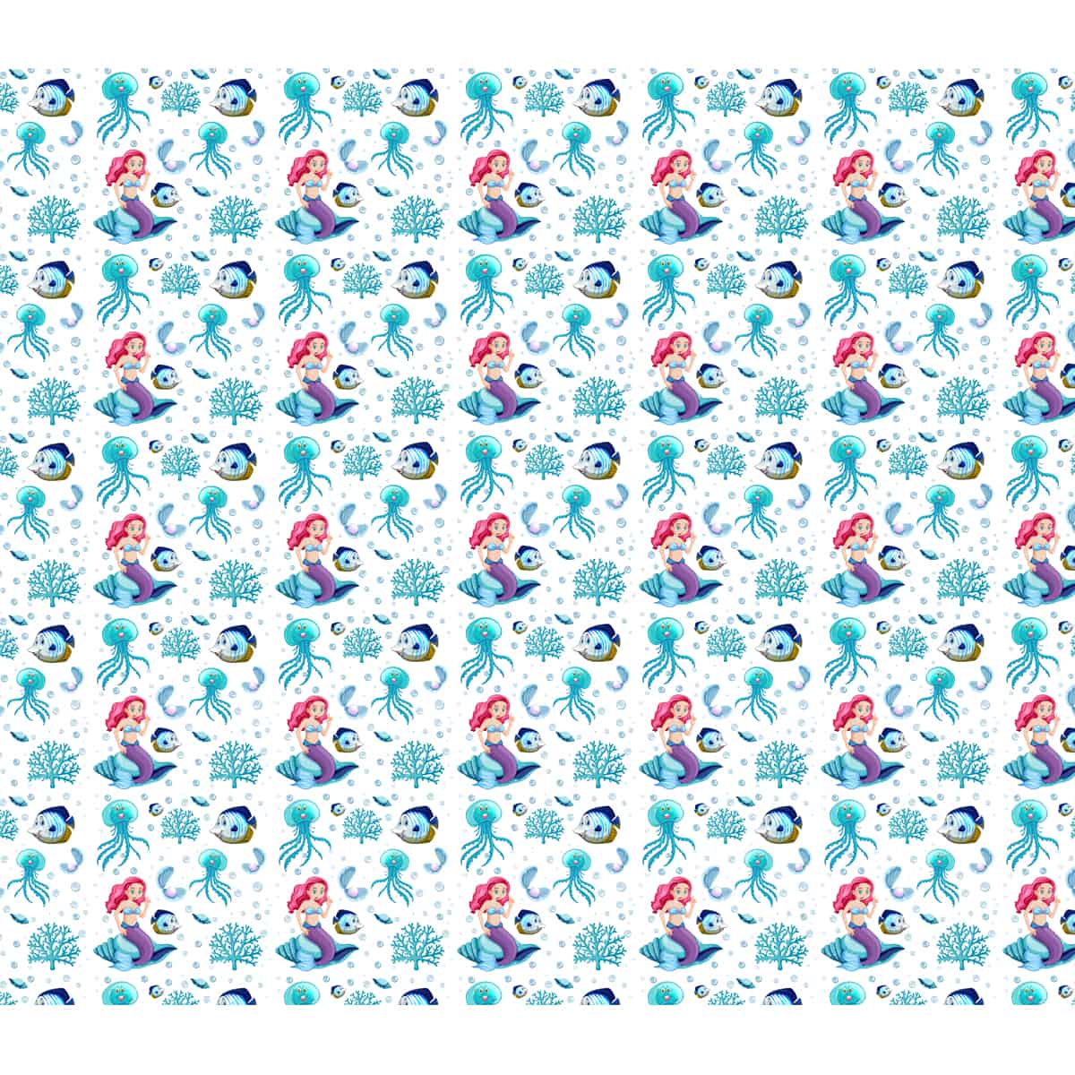 Little Mermaid, Blue Octopus, Fish Wallpaper, Customise