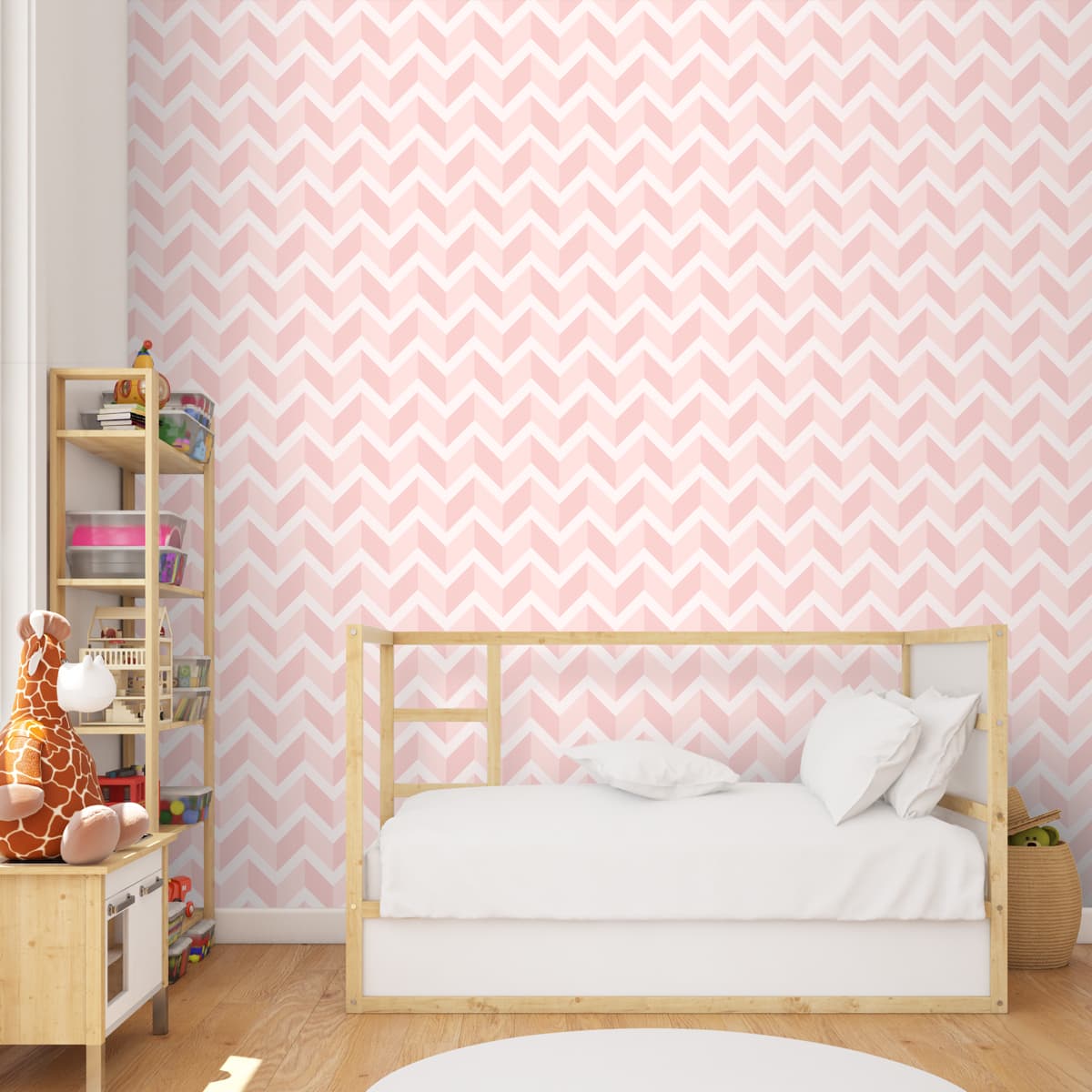 3D Chevron Wallpaper, Pastel Pink, Customised
