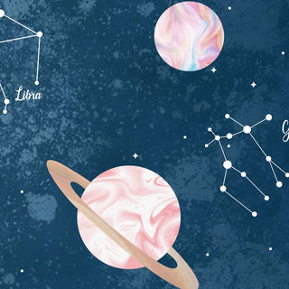 Solar System and Constellation, Wallpaper for Kids Bedrooms, Blue