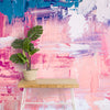 Art mural abstrait dégradé de couleurs, rose et bleu, personnalisé