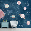 Solar System and Constellation, Wallpaper for Kids Bedrooms, Blue