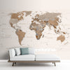 Vintage Style World Map Wallpaper, Brown & Beige, Made to Size