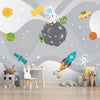 Papier peint mignon de chambre d'enfants de thème d'espace, adapté aux besoins du client