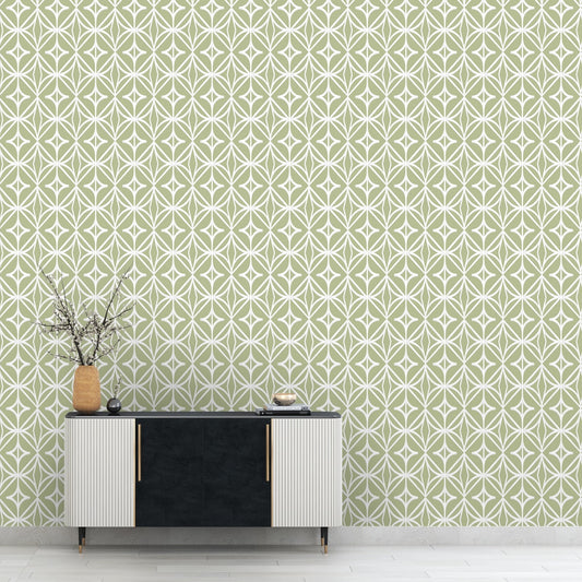 Green Diamond Pattern Wallpaper, Customised